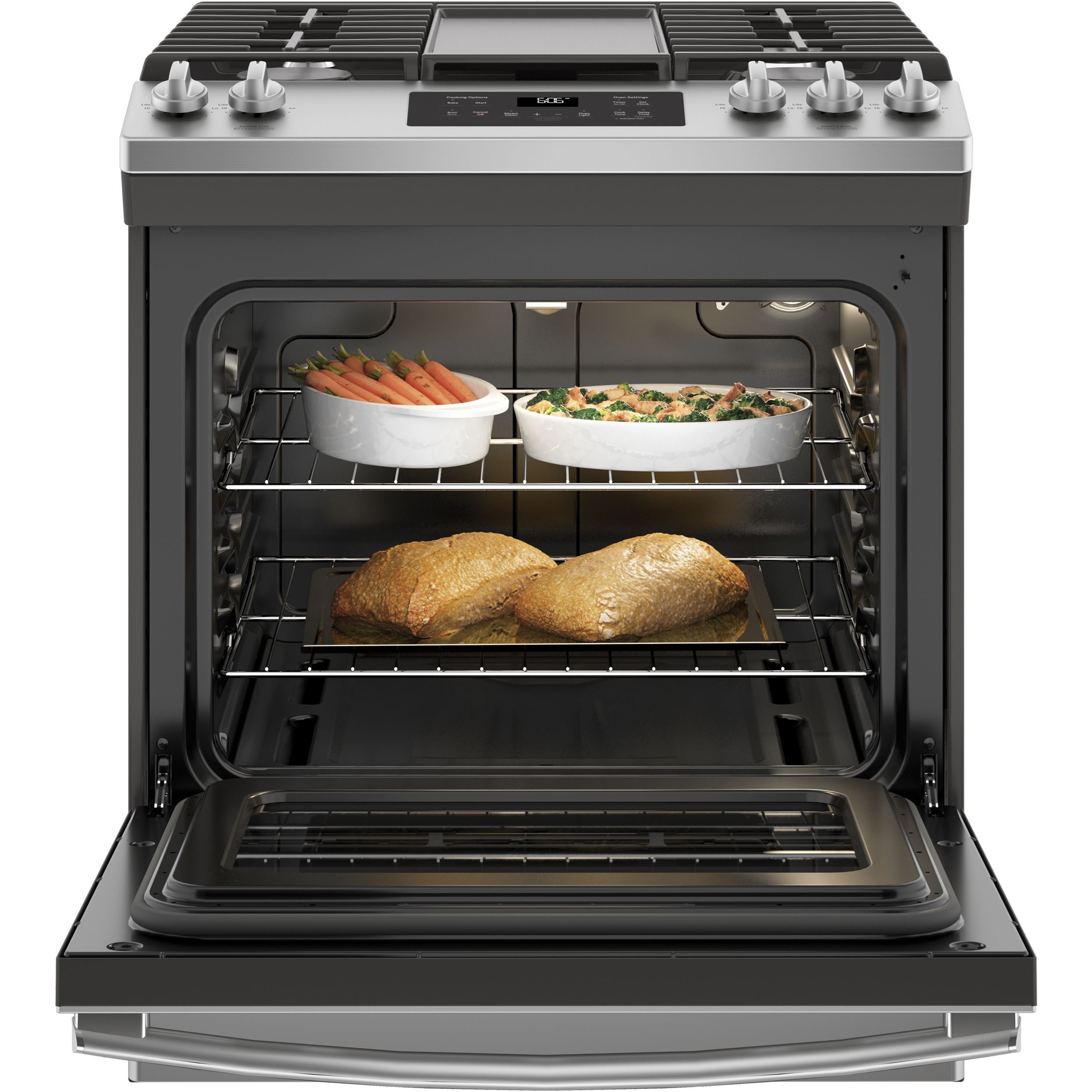 GE Appliances 30" SlideIn Front Control Gas Range Sheely's Furniture & Appliance Ranges